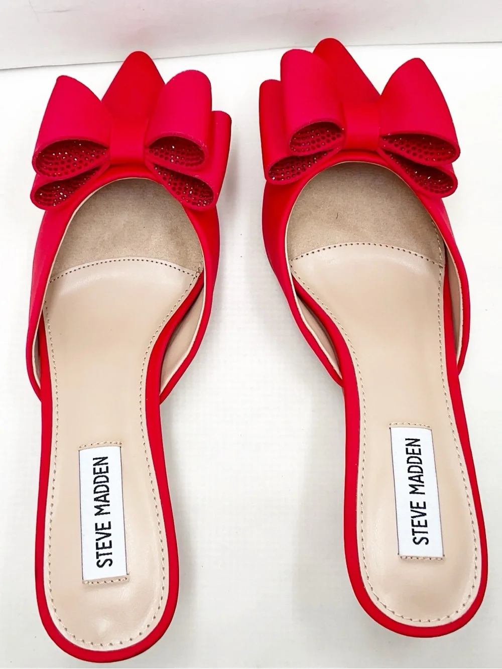🆕{Steve Madden} Method Red Pointed-Toe Bow Mules - Picture 11 of 16